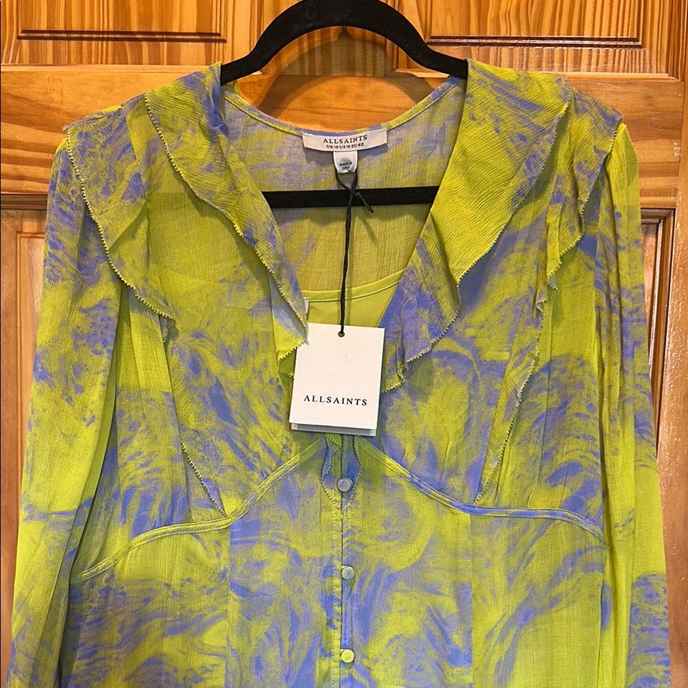 all saints lini inspiral print dress US 10 NWT - Picture 4 of 10